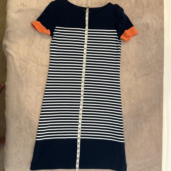 Brooks Brothers Blue and White Striped Knit Dress with a ¾ Sleeve Sweater… - Picture 4 of 12
